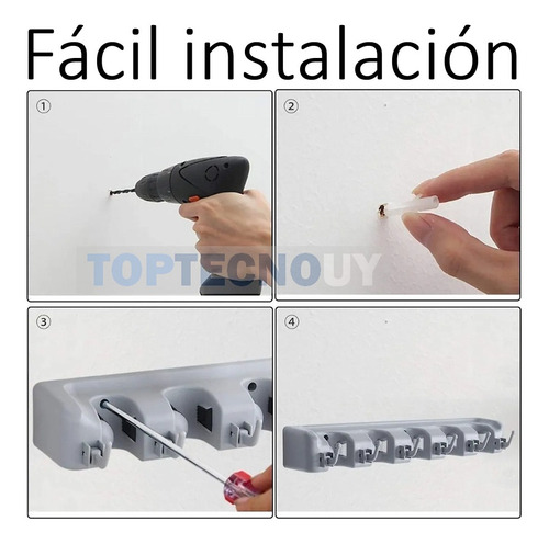 Imagen 3 de 6 de Soporte Organizador Escobas Lampazos Cepillos De Uso Fácil ®