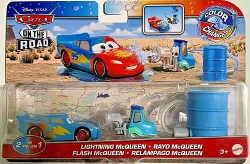 Cars On The Road - Rayo Mcqueen - Color Changers - Mattel Color Celeste
