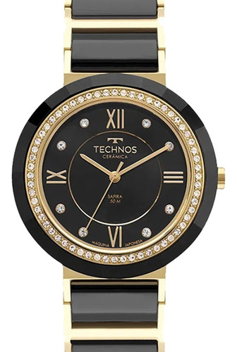 Relógio Technos Ceramic Saphire Dourado Feminino 2036mro 1p