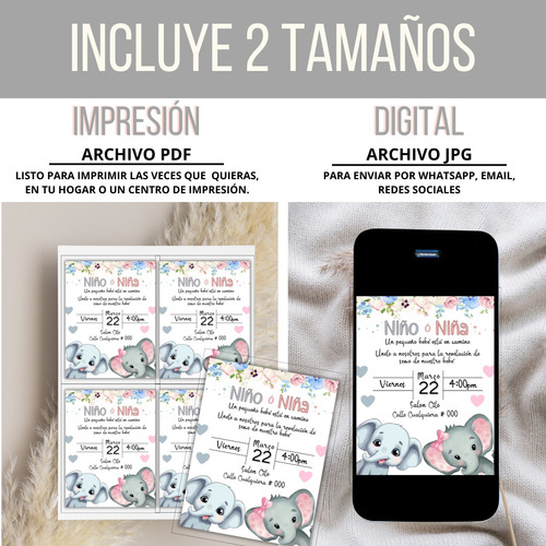 Invitación Digital Revelación De Género Baby Shower Azulrosa