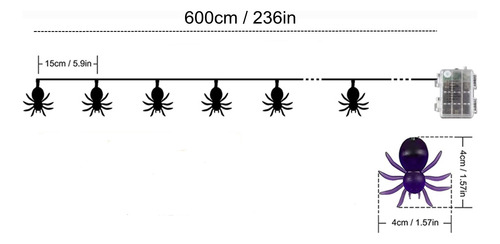 Cadena De 40 Luces Led Q Night Light Con Forma De Araña, 19.