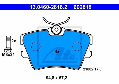 Balatas Traseras Vw Eurovan T4 2.4 D 2001 Pasajeros (7db)