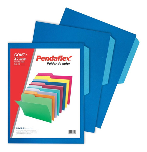 Fólder Pendaflex Color, Tamaño Carta, Color Azul, 100 Pz