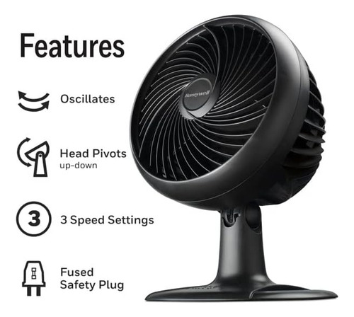 Ventilador De Mesa O Pared Honeywell 10 Pulgadas 3 Velocidades Oscilatorio Hpf860bwm Para Casa U Oficina