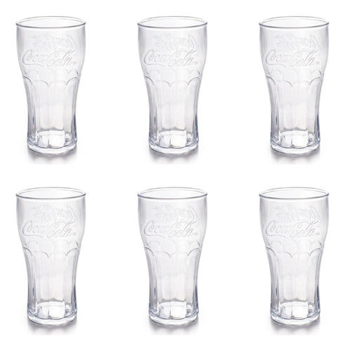 Set X6 Vaso Coca Cola 530 Ml Extra Resistente 