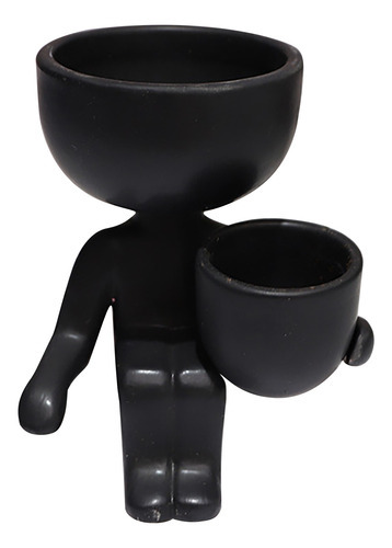 Florero humanoide de cerámica M Creati, florero color negro