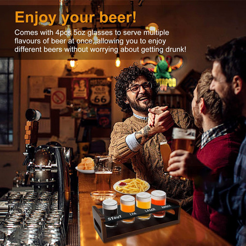 Tableros De Vuelo De Cerveza Acfunique Con 4 Copas De 5 Oz,