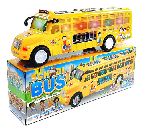 Autobús Colectivo Escolar Luz 3d Multicolores Sonido Música 