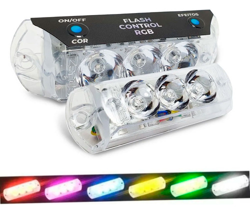 Kit Strobo Flash Beat Ir Zendel Controle Som Automotivo Rgb