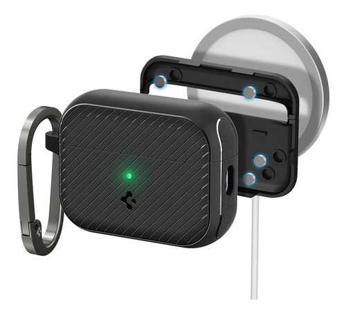 Case Spigen Mag Armor Magsafe AirPods Pro 2 Funda C/ Llavero Color Negro