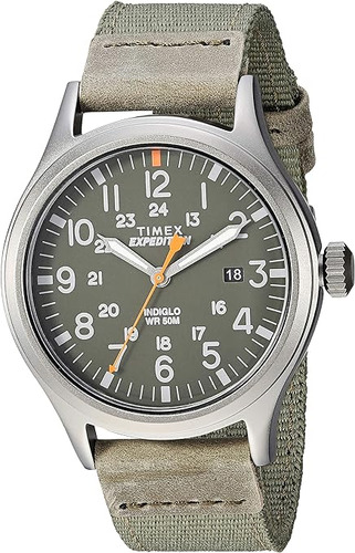 Timex Men's Expedition Scout 40mm Watch Color de la correa Verde Color del bisel Plateado Color del fondo Verde