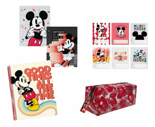 Kit Escolar Mickey Mouse N°3 Mooving X 5 Articulos