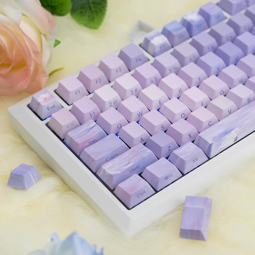 Pbt - Juego De Teclas Impresas En Color Morado Degradado Con