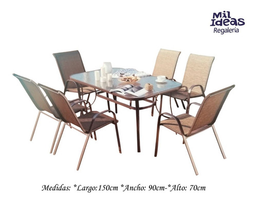 Imagen 2 de 5 de Juego De Exterior Mesa + 6 Sillas Juego De Jardín