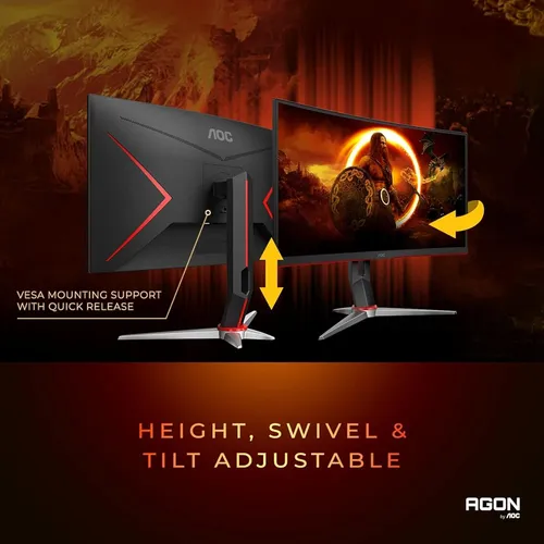 Aoc C27g2z Monitor De Juegos Ultrarrápido Curvo Sin Marco De