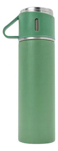Botella termo con vaso de doble pared de acero inoxidable, 500 ml, color verde