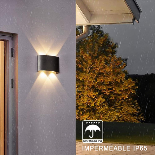 Lampara Led Aplique Pared 4 Luces Luz Cálida Int/ext Muro
