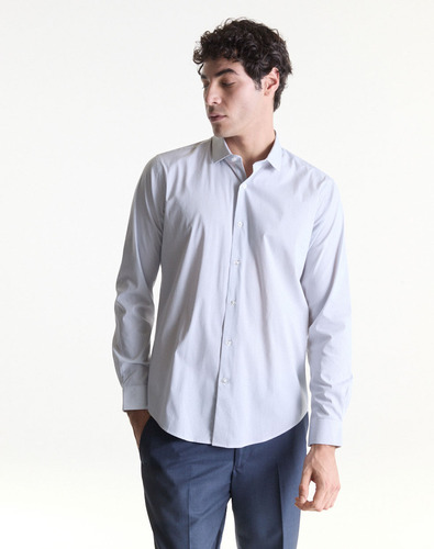 Camisa De Vestir Slim Blanca Cuadros Equus Belgica Hombre