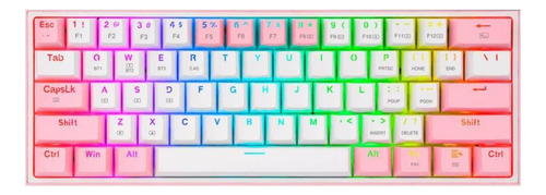 Teclado Gamer Redragon Fizz Pro K617-rgb Qwerty Red Inglês Us Cor Branco E Rosa Com Luz Rgb