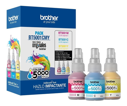 Tintas Brother Bt5001 Pack 3 Colores Originales | Ofiexpress