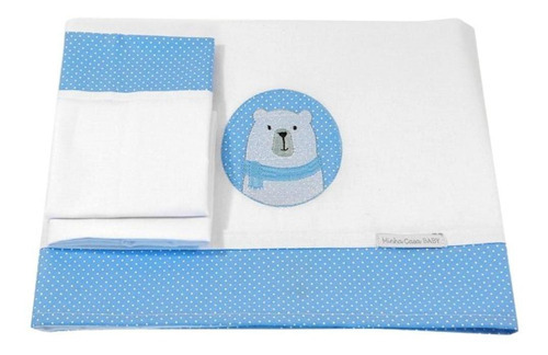 Lençol De Berço 3 Peças Urso Polar - Minha Casa Baby Cor Azul