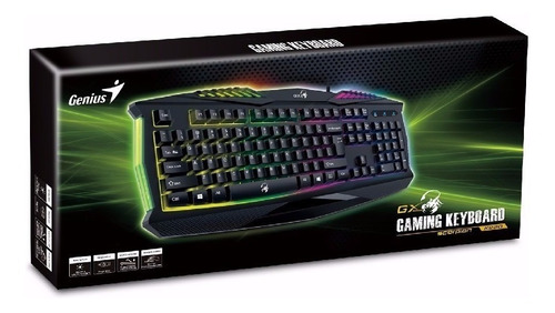 Imagen 5 de 5 de Teclado gamer Genius GX Gaming Scorpion K220 QWERTY español color negro con luz de 7 colores
