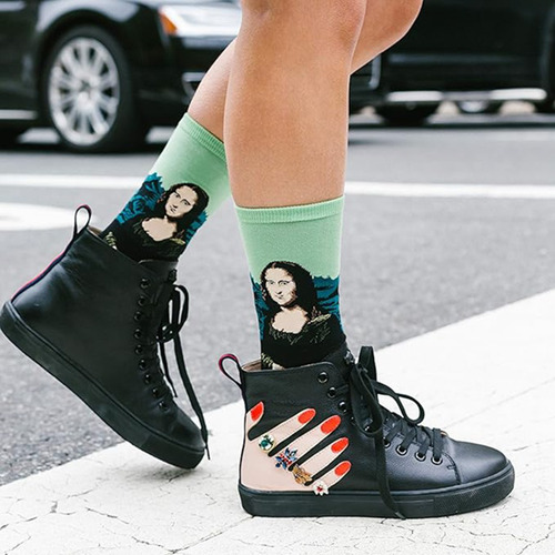 Medias De Algodón Estampadas Pack De 6, Talle Único Pinturas Varios Estampado 34-42