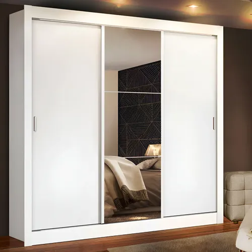 Guarda-roupa Madesa Mônaco 3 Portas Correr Branco