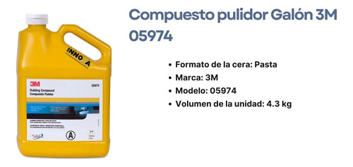 Compuesto Pulidor Galón 3m 05974 Amarillo