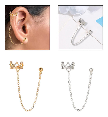 Pendientes De Cadena De 2 Piezas Pendientes De Oreja De Moda