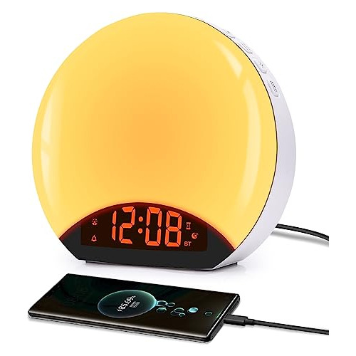 Reloj Despertador De Amanecer, Altavoz Bluetooth, Lampara