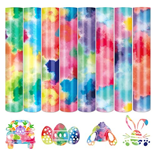 Tie-dye-htv Rainbow Iron On Vinyl-8 Sheets 10 ?? 12 Pul...