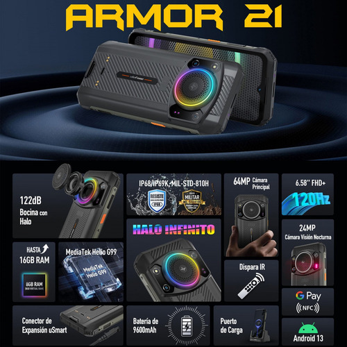 Ulefone Armor 21 Con Cámara Frontal De 16mp Y Android 13