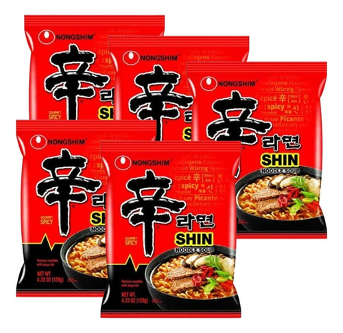 Ramen Picante Coreano Shin Ramyun 5 Pack  120 Grs C/u