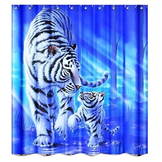 Cortina De Tela De Baño Diseño De Tigre Y Cachorro, D...