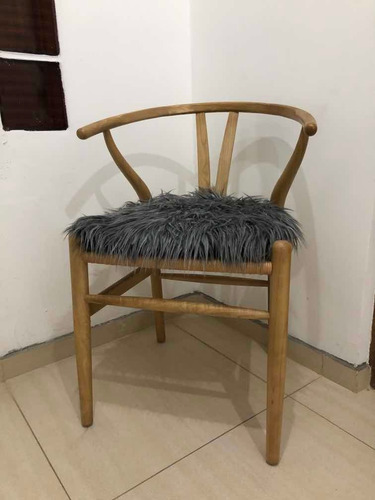 Almohadón Silla Wishbone Piel Pelo Largo Pack 4 Unid