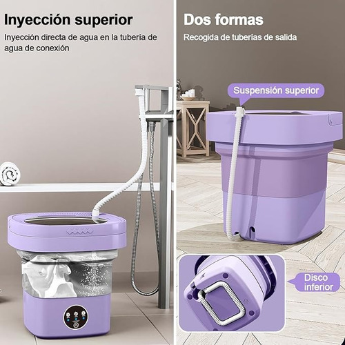 Mini Lavadora Lavadora Plegable Portátil Agitador Para , 8l Color Violeta