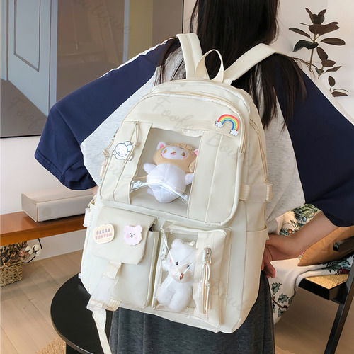 Mochila Escolar De Moda Casual Impermeable Gran Capacidad Foofoo Morado