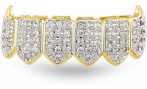 Grills Para Dientes - 18k Gold Plated Iced Out Cz Zircon Low
