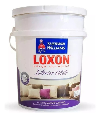 Loxon Latex Interior Larga Duracion X 10 Lt Sherwin -  Acabado Mate Color Blanco