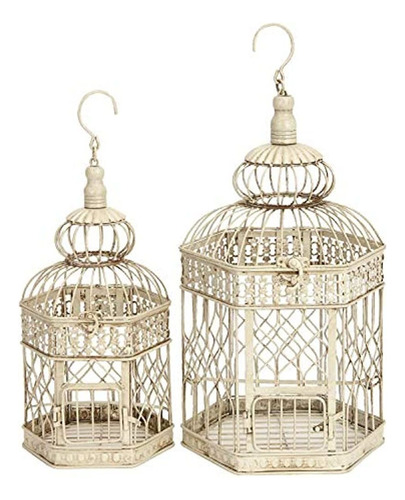 Deco 79 Metal Bird Cage 21inch Y 18inch Conjunto De 2