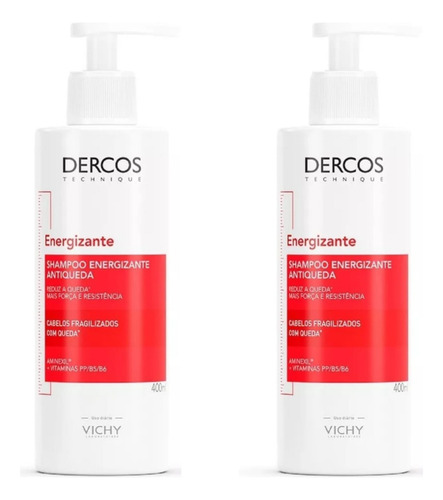 Shampoo Dercos Antiqueda 400ml Kit C/2 Vichy Energizante