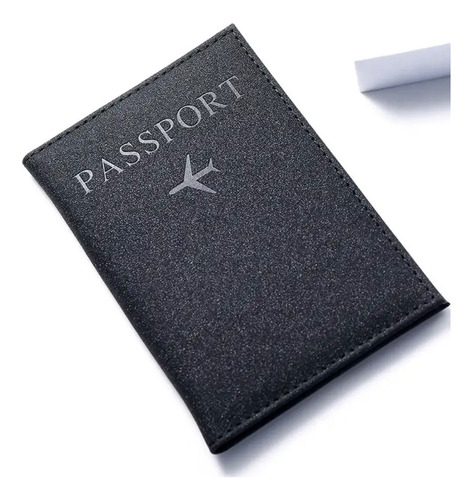 Porta Pasaporte Color Negro Brillante