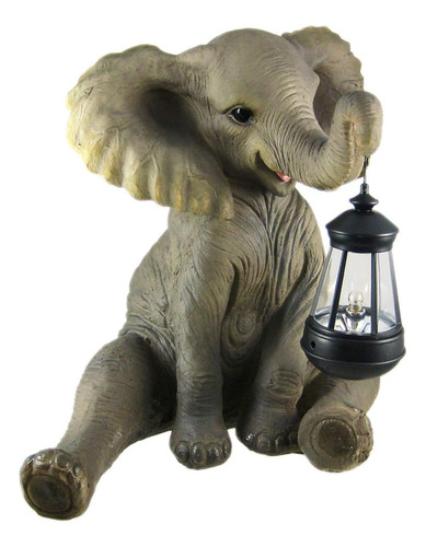 Encantadora Estatua De Elefante Africano Con Linterna, Adora