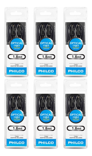 Pack 6 Cable Optico Philco Audio Digital Toslink 1.8mts 6 Un