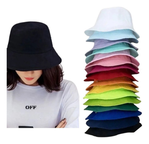 20 Chapéus Bucket Hat Liso Boné Balde Pescador Varias Cores