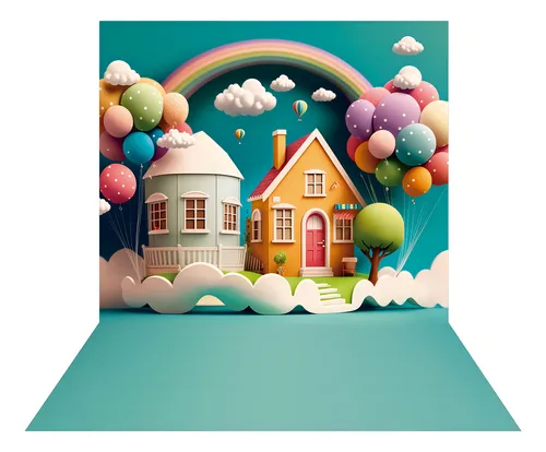 Fondo de fotografía de paisaje vertical sobre tela, diseño impreso, globo infantil F23 de 2,20 m x 1,50 m