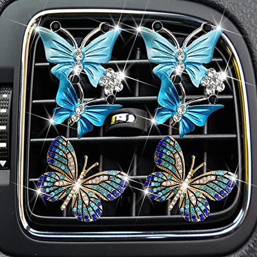 4 Pcs Butterfly Air Vent Clips, Bling Butterfly Car Air...