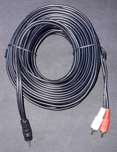 Imagen 2 de 3 de Cable De Audio Rca A Auxiliar Jack 3.5mm De 20mts