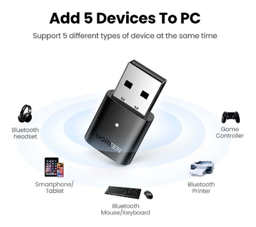 Imagen 3 de 6 de Adaptador Usb Bluetooth 5.0 Ugreen Transmisor Y Receptor